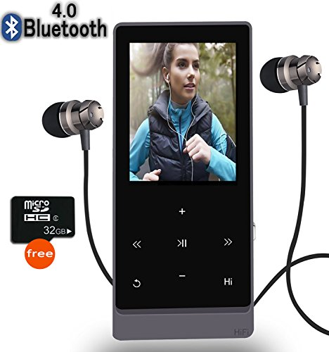 [해외]MP3 Player with Bluetooth,8GB Hi-Fi Lossless Sound Music Player with Touch Button, FM Radio,Voice Recorder Function, Support Expandable up to 32GB (include 32GB SD Card)