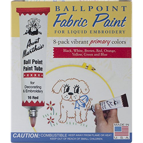 [해외]Aunt Marthas Ballpoint 8-Pack Embroidery Paint, Primary Colors