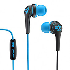 [해외]JLab Audio Core Hi-Fi Noise Isolating earbuds with Mic and Cush Fin Technology, Guaranteed Perfect Fit, GUARANTEED FOR LIFE - Blue/Black