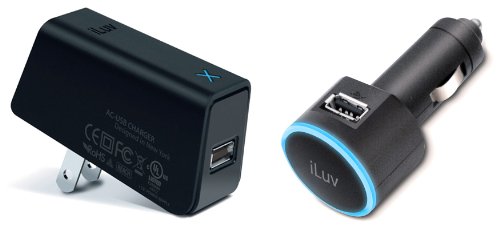 [해외]iLuv USB Car Adapter and USB AC Adapter with Charge/Sync Cable for 갤럭시 Tab (iAD574BLK)