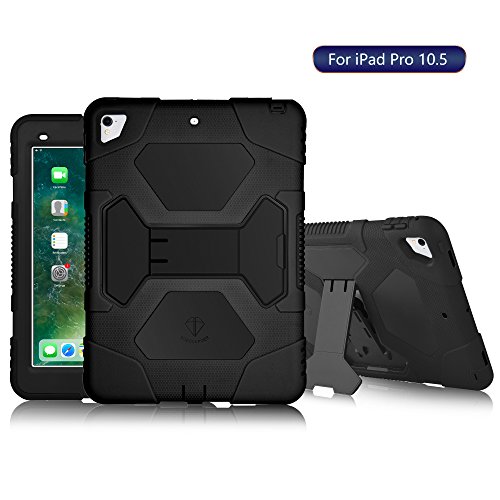 [해외]KIDSPR 아이패드 Pro 10.5 Case 2017, Ultra Protective Rugged Case Cover with Kickstand for Kids Shockproof Impact Resistant for New 애플 아이패드 Pro 10.5 - inch (2017 Release)(Black)