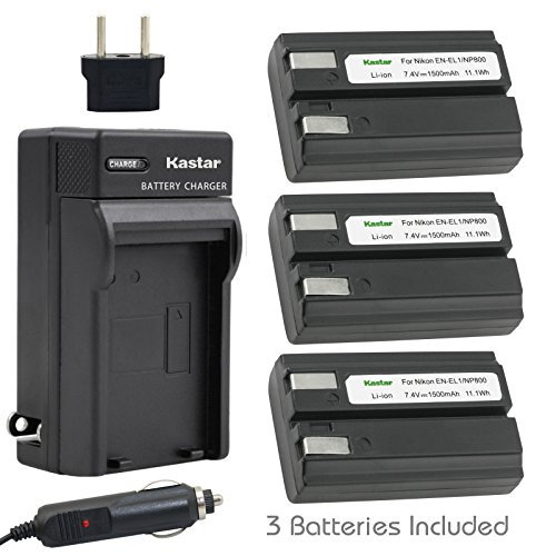 [해외]Kastar EN-EL1 배터리 (3-Pack) and Charger Kit for 니콘 ENEL1, Minota NP-800 and 니콘 Cooipix 4300 4500 4800 5400 5700 775 8700 880 885 995 Coolpix E880 and Konica Minota DG-5W Dimage A200 Cameras