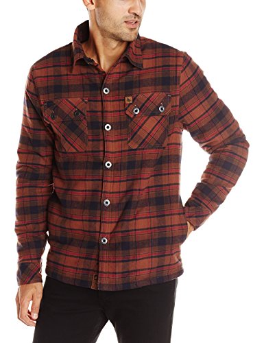 [해외]HippyTree Mens Bighorn Flannel Shirt, Rust, X-Large