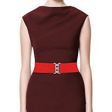[해외]LUNA Fashion 2 Inch Elastic Cinch Belt - Solid Medium - Red