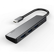 [해외]USB C Hub, BYEASY 3-Port USB c to USB 3.0 Aluminum Portable Data Hub, Type c Adapter with Power Delivery Charging Port For MacBook Pro 2016, New Macbook and Usb c Laptops - Space Grey