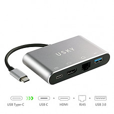 [해외]USB C Hub Multiport,USB TYPE C to HDMI Adapter with Gigabit Ethernet RJ45,USB C Power Delivery Charging Port,USB C to USB Adapter, 4-in-1 USB C Docking Station for MacBook Pro and More TYPE-C Devices