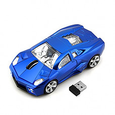 [해외]2.4GHz Wireless Optical Gaming Mouse Sport Car Shape Cordless Mice 3 Buttons DPI 1600 Mouse for PC Laptop Computer (Blue)