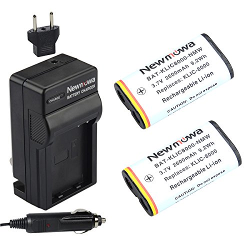 [해외]Newmowa KLIC8000 배터리 (2-Pack) and Charger kit for Kodak Z1012 IS, Z1015 IS, Z1085 IS Z1485 IS, Z612, Z712 IS, Z812 IS, Z8612 IS