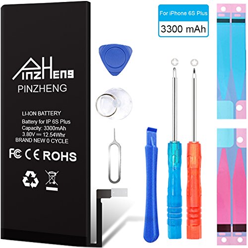 [해외]Pinzheng 애플 iPhone 6S Plus 배터리 Brand New 0 Cycle 3300mAh High Capacity Li-Ion 배터리 Replacement Tool Kit For IP6S+ (5.5 Inch) All Models A1634 A1687 and A1699 [1 Year Warranty]