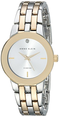 [해외]Anne Klein Womens AK/1931SVTT Diamond-Accented Dial Two-Tone Bracelet Watch