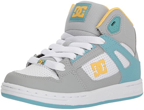 [해외]DC Girls Pure High-Top Skate Shoe, Turquoise/Citrus, 5.5 M US Big Kid