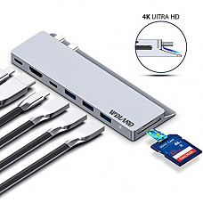 [해외]Hub Macbook Pro WDLAND Usb C Hub With Thunderbolt 3 Port, 4K HDMI Output, USB C Charging Port, USB 3.0 Port, SD/Micro SD Card Reader for MacBook Pro And More - Grey