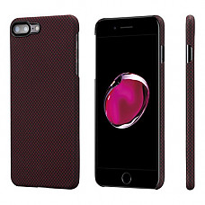 [해외]iPhone 8 Plus/iPhone 7 Plus Case,PITAKA Aramid Fiber[Real Body Armor Material]Phone Case,Ultra Thin(0.65mm) Super Light(8g) Snugly Fit Snap-on Red Chequer Case for iPhone 7+/iPhone 8+-Black/Red(Plain)