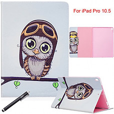 [해외]아이패드 Pro 10.5 Case, Newshine Colorful Premium Light Weight Stand Folio Shock Proof Protector with [Card Slots] for 애플 아이패드 Pro 10.5 Inch 2017 Release Tablet - Brown Owl