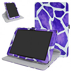 [해외]AT&T Primetime Tablet Rotating Case,Mama Mouth 360 Degree Rotary Stand With Cute Pattern Cover For 10" AT&T Primetime Tablet,Giraffe Purple