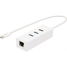 [해외]AmazonBasics USB 3.1 Type-C to 3 Port USB Hub with Ethernet Adapter - White