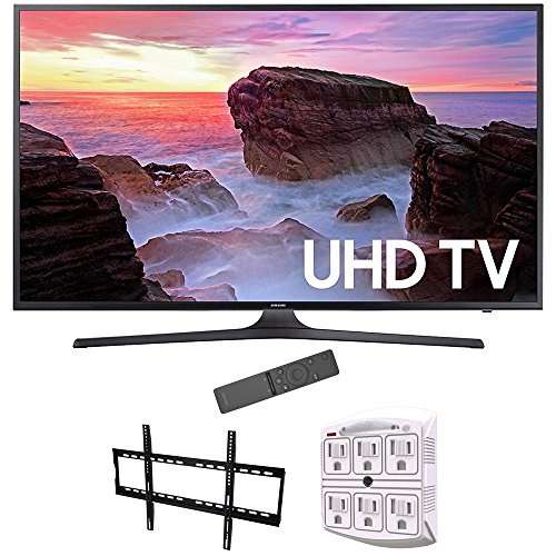 [해외]삼성 65" 4K Ultra HD Smart LED TV 2017 Model (UN65MU6300FXZA) with Vivitar Low Profile Flat TV Wall Mount 50inch-80 inch & Stanley 6-Outlet Surge Adapter with Night Light