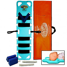 [해외]Iron Duck 35840-Teal Pedi Air Align Complete Pediatric Spinal Immobilization Backboard with Patented Dual Plane Head Drop System, Includes Straps, Head Blocks and Carry Case