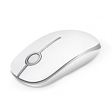 [해외]Jelly Comb 2.4G Slim Wireless Mouse with Nano Receiver, Less Noise, Portable Mobile Optical Mice for Notebook, PC, Laptop, Computer, Macbook - White and Silver
