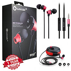 [해외]Woozik B950 Earbuds, In Ear Earphone with Microphone & Volume Control,Headphones with Deep Powerful Bass for 3.5mm Devices (Fuchsia Red)