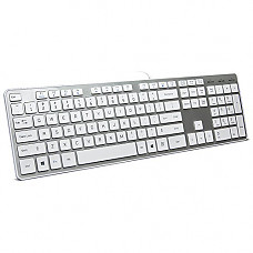 [해외]BFRIENDit Wired USB Keyboard , Comfortable Quiet Chocolate Keys , Durable Ultra-Slim Wired Computer Keyboard For PC , Windows 10 / 8 / 7 / Vista , KB1430 - Sliver
