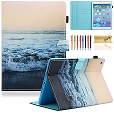 [해외]아이패드 5th/6th Generation Case, 아이패드 9.7 2018/2017 Case,iPad Air Case - Dteck Slim Fit Leather Smart [Auto Sleep/Wake Feature] Protective Cover Case for 아이패드 Air 1/iPad Air 2, Peace Sea