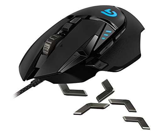 [해외]로지텍 G502 Proteus Spectrum RGB Tunable Gaming Mouse, 12,000 DPI On-The-Fly DPI Shifting, Personalized Weight and Balance Tuning with (5) 3.6g Weights, 11 Programmable Buttons