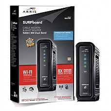 [해외]ARRIS SURFboard SBG6580-2 8x4 DOCSIS 3.0 Cable Modem/Wi-Fi N600 (N300 2.4Ghz + N300 5GHz) Dual Band Router - Retail Packaging Black (570763-034-00)