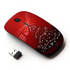[해외]KOOLmouse [ Optical 2.4G Wireless Mouse ] [ Christmas Tree Stars Winter Holidays Red ]
