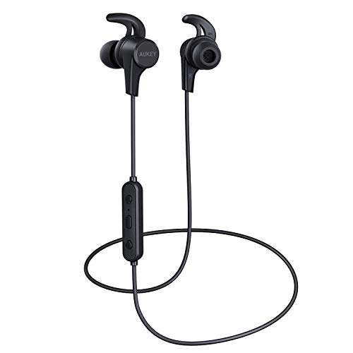 [해외]AUKEY Wireless Bluetooth Headphones, Sports Earbuds with HiFi Sound, Nano Coating Waterproof, 8 Hour 배터리 Life, Built-in Noise Cancelling Mic, Secure Fit Earphones for Workout, Gym and Running