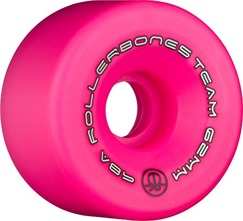 [해외]Rollerbones Team Logo Recreational Roller Skate Wheels (Set of 8), Pink, 62mm