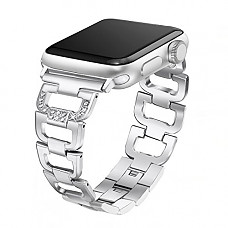 [해외]Luxurious Silver Stainless Steel 애플 Watch Band Replacement Bling Band Rhinestone Wristband Compatible With Series 1 Series 2 Series 3 With Sizing Tool Included size 42mm Recommended for 애플 Watch
