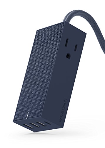 [해외]Native Union SMART HUB BRIDGE - 8ft Power Extension with 4 x USB Ports (Including 1 x USB-C Port) with 2 x AC Outlets - Fast Charging for iPhone, iPad, Smartphones, Computers and Tablets (Marine)