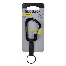[해외]Nite Ize SlideLock Key Ring, Aluminum Locking Carabiner Key Chain with Webbing, Black