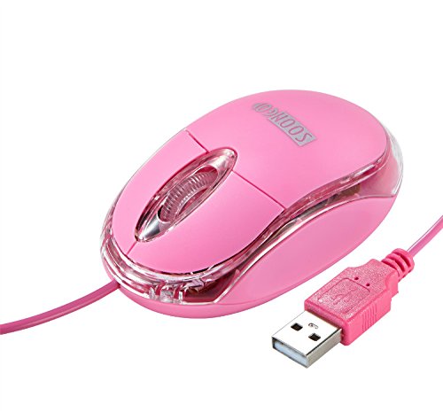 [해외]SOON GO Mini Optical Wired Mouse PC Computer LED Light Mouse For Small Hands(Pink)