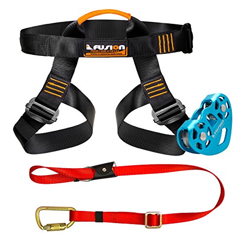 [해외]Fusion Climb Pro Backyard Zip Line Kit Harness Lanyard Trolley Bundle FK-A-HLT-01