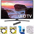 [해외]삼성 65&quot; 4K Ultra HD Smart LED TV 2017 Model (UN65MU6300) with 2 x 6ft High Speed HDMI Cable, Screen Cleaner for LED TVs & Stanley 6-Outlet Surge Adapter with Night Light