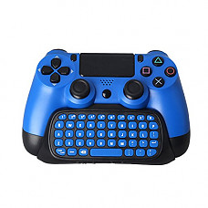 [해외]J&T PS4 Controller Keyboard, Mini Wireless Type Pad Chat Pad Message Keyboard with Built-in Speaker, 3.5mm Jack and Charging port for PlayStation 4 Controller