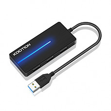 [해외]KOOTION USB 3.0 Hub, Ultra Slim 3-Port USB 3.0 Data Hub with SD/TF Card Reader Ports and LED Indicator, Black