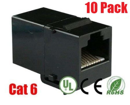 [해외]iMBAPrice RJ45 Female to Female UTP CAT.6 Keystone Coupler, Black, 10 Pack (IMBA-C6KC-BK-10PK)