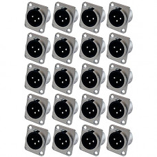 [해외]GLS Audio XLR Male Jack 3 Pin - Panel Mount Jacks D Series Size XLR-M - 20 PACK