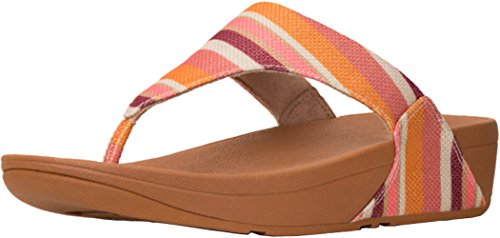 [해외]핏플랍 Womens Lulu Toe Thong Sandals Orange Stripey 7 M US