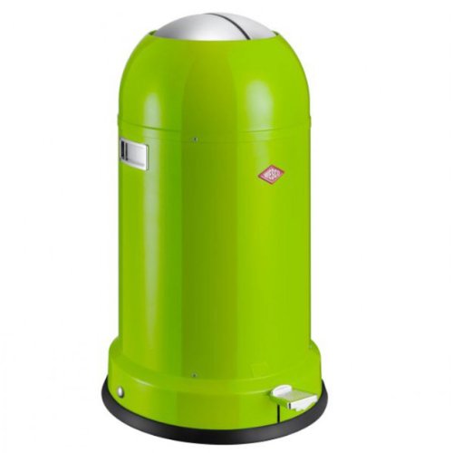 [해외]Wesco Kickmaster Classic-German Designed-Step Trash Can, Powder Coated Steel, 8.7 Gallon/33 L, Lime Green