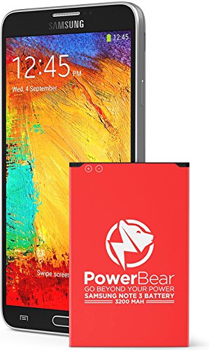 [해외]PowerBear Note 3 배터리 (3200 mAh) Li-Ion 배터리 for the 삼성 갤럭시 Note 3 [N9000, N9005 LTE, AT&T N900A, Verizon N900V, Sprint N900P, T-Mobile N900T] | Note3 Spare 배터리 [24 Month Warranty]