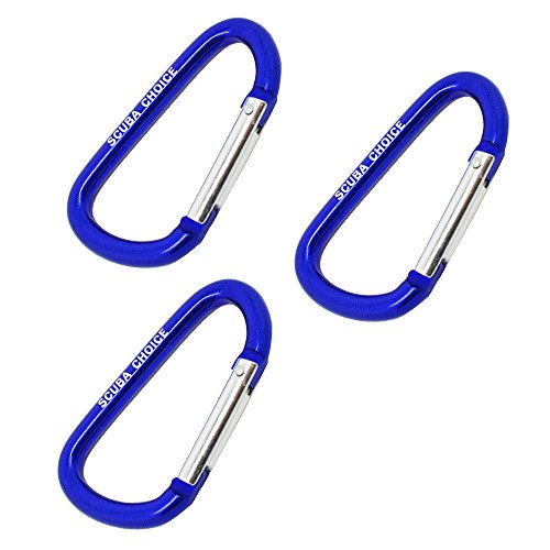 [해외]Boat Marine Clip Blue Aluminum Safety Spring Hook Carabiner 8cm, 3pc pack