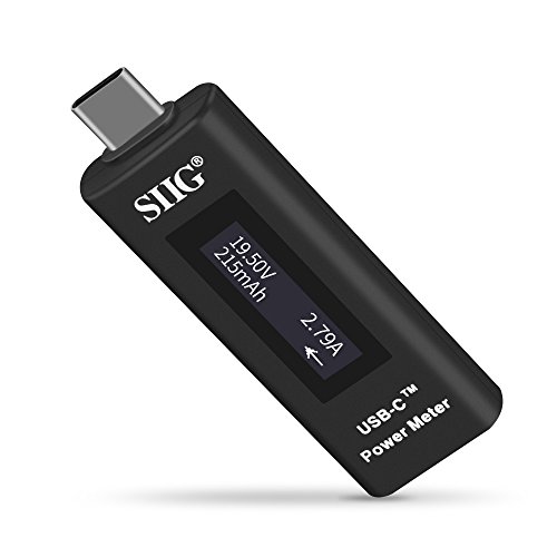 [해외]SIIG USB C Power Meter 모니터 | Digital Voltage & Amperage Multimeter Charging Performance Tester with Current Direction Indicator for Macbook Pro, Macbook & other Type C Devices and Chargers