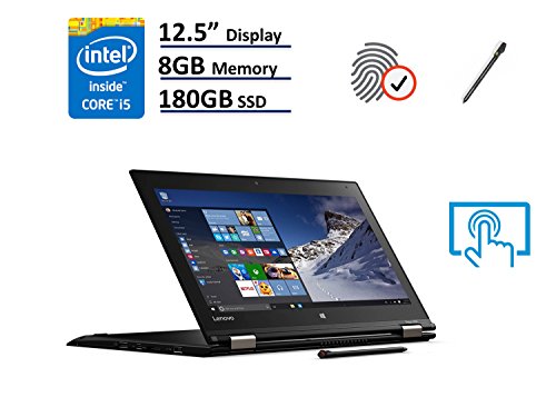 [해외]Lenovo Thinkpad Yoga 260 2-in-1 Business Laptop - 12.5" IPS Touchscreen (1366x768), Intel Core i5-6200U, 180GB SSD Opal2, 8GB DDR4, Backlit Keyboard, Windows 10 Professional 64-bit - Black