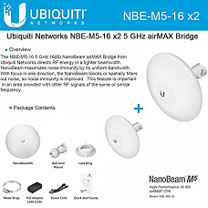 [해외]Ubiquiti NBE-M5-16 2-PACK 5GHz NanoBeam M5 16dBi airMAX Bridge