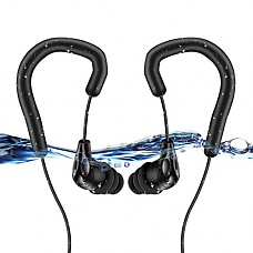 [해외]AGPTEK Swimming Earbuds with Adjustable Earhook, IPX8 방수 In-Ear Earphones with Different Eartips and Stereo Audio Extension Cable, Black (SE13)