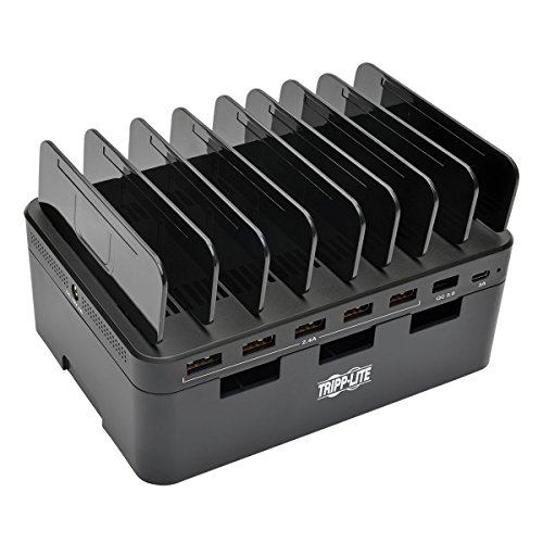 [해외]Tripp Lite 7-Port USB Charging Station Hub w/ Quick Charge 3.0, USB-C Port, Device Storage Organizer 5V 4A 60W Output for Tablets, Smartphones, 아이패드 (U280-007-CQC-ST)